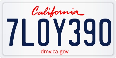 CA license plate 7LOY390