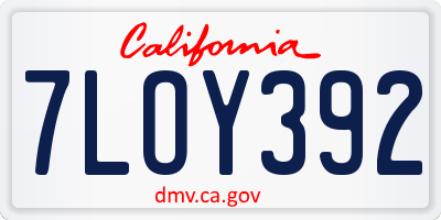 CA license plate 7LOY392