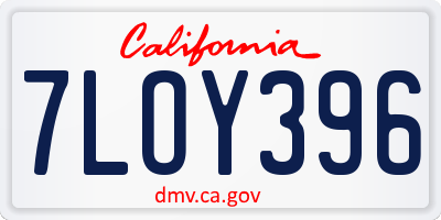 CA license plate 7LOY396