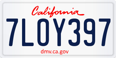 CA license plate 7LOY397