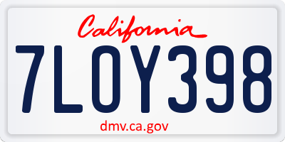 CA license plate 7LOY398