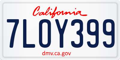 CA license plate 7LOY399