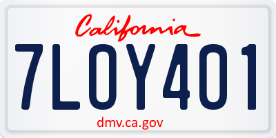 CA license plate 7LOY401