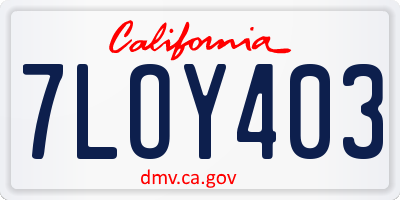 CA license plate 7LOY403