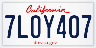 CA license plate 7LOY407