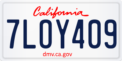 CA license plate 7LOY409