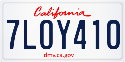 CA license plate 7LOY410
