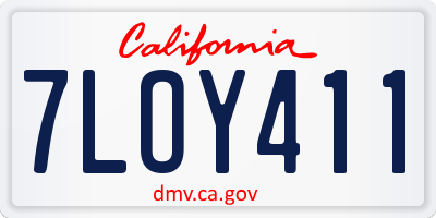 CA license plate 7LOY411