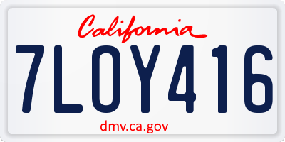 CA license plate 7LOY416