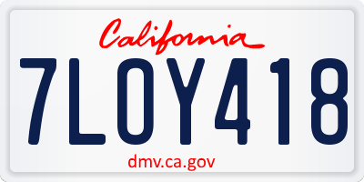 CA license plate 7LOY418