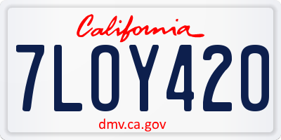 CA license plate 7LOY420