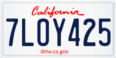 CA license plate 7LOY425