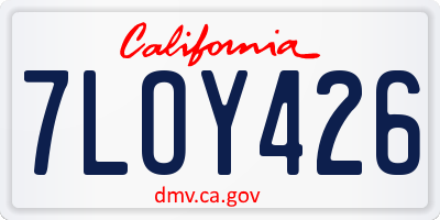 CA license plate 7LOY426