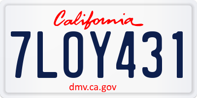 CA license plate 7LOY431