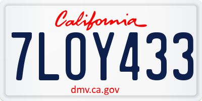 CA license plate 7LOY433