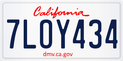 CA license plate 7LOY434