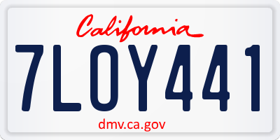 CA license plate 7LOY441