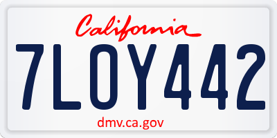 CA license plate 7LOY442