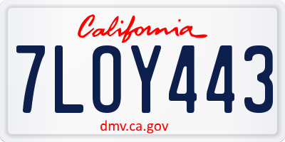 CA license plate 7LOY443