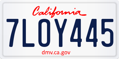 CA license plate 7LOY445