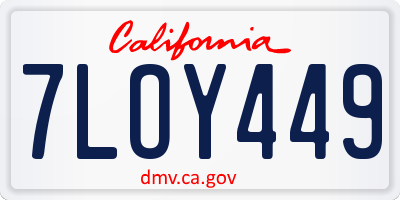 CA license plate 7LOY449