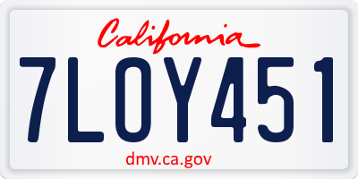 CA license plate 7LOY451