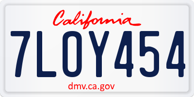 CA license plate 7LOY454