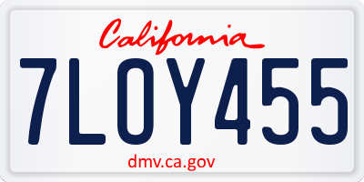 CA license plate 7LOY455