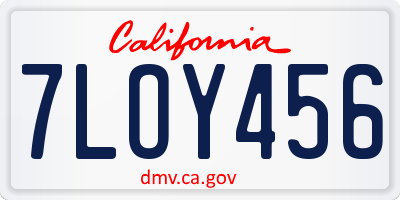 CA license plate 7LOY456