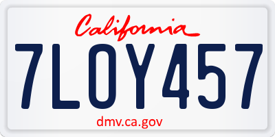 CA license plate 7LOY457