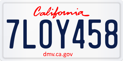 CA license plate 7LOY458