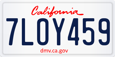 CA license plate 7LOY459