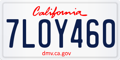 CA license plate 7LOY460