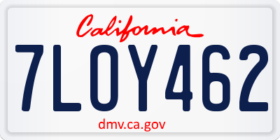 CA license plate 7LOY462