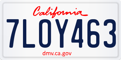 CA license plate 7LOY463