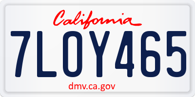 CA license plate 7LOY465