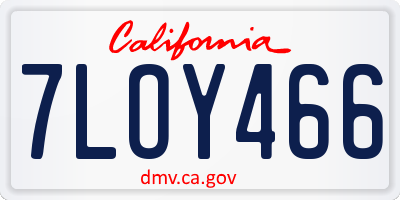 CA license plate 7LOY466