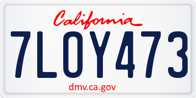 CA license plate 7LOY473