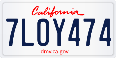 CA license plate 7LOY474