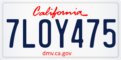 CA license plate 7LOY475