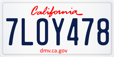 CA license plate 7LOY478