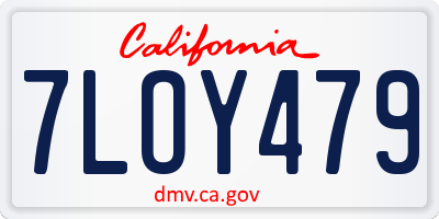 CA license plate 7LOY479
