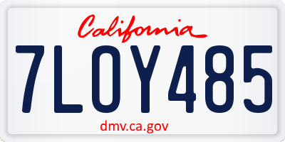 CA license plate 7LOY485