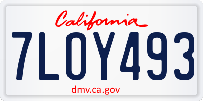 CA license plate 7LOY493
