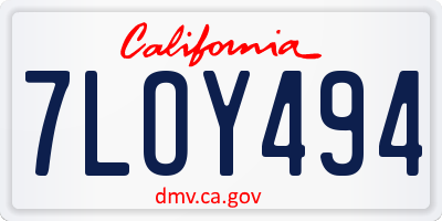 CA license plate 7LOY494
