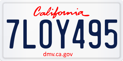 CA license plate 7LOY495