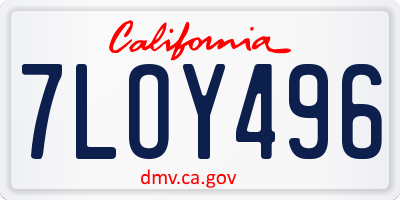CA license plate 7LOY496