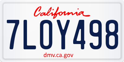 CA license plate 7LOY498