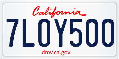CA license plate 7LOY500