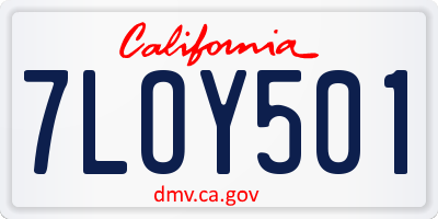 CA license plate 7LOY501